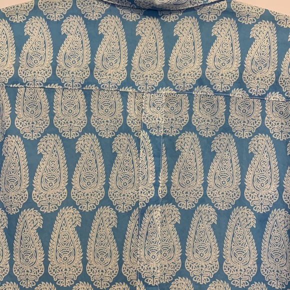 French Curve Button Up Womens Top Size Small Blue/White - Picture 6 of 10